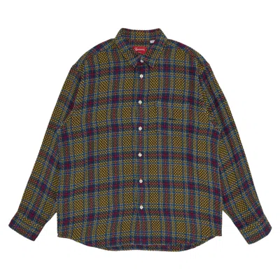Pre-owned Supreme Basket Weave Plaid Shirt 'yellow' | Men's Size M