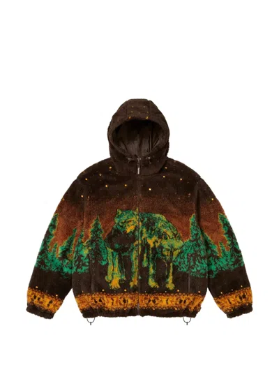 Supreme Fw25 X B.b. Simon Reversible Hooded Fleece Jacket 'brown'