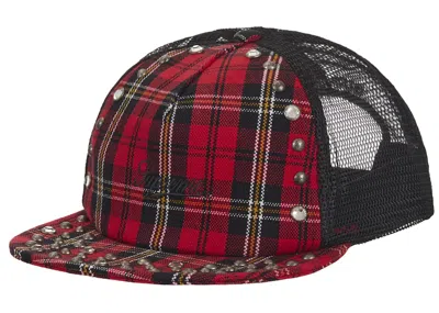 Pre-owned Supreme B.b. Simon Studded Mesh Back 5panel In Plaid In Multi