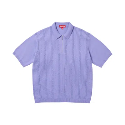 Pre-owned Supreme Beaded Zip Short-sleeve Polo Sweater 'lavender' | Purple | Men's Size L