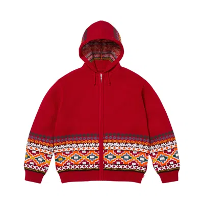 Pre-owned Supreme Beaded Zip Up Hooded Sweater 'red' | Men's Size S