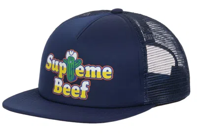 Pre-owned Supreme Beef Mesh Back 5panel In Navy Blue