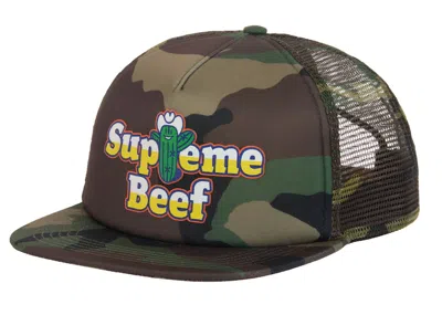 Pre-owned Supreme Beef Mesh Back 5panel In Woodland Camo