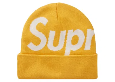 Pre-owned Supreme Big Logo Beanie Beanie (fw23) In Gold