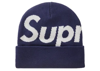 Pre-owned Supreme Big Logo Beanie Beanie (fw23) In Navy Blue