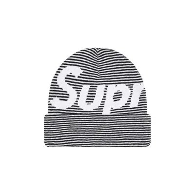 Pre-owned Supreme Big Logo Beanie 'black Stripe'
