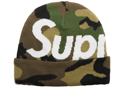 Pre-owned Supreme Big Logo Beanie (fw17) In Woodland Camo