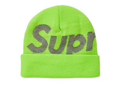 Pre-owned Supreme Big Logo Beanie (fw18) In Bright Green