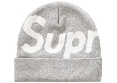 Pre-owned Supreme Big Logo Beanie (fw19) In Heather Grey