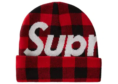 Pre-owned Supreme Big Logo Beanie (fw20) In Red Plaid