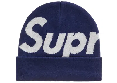 Pre-owned Supreme Big Logo Beanie (fw22) In Navy Blue