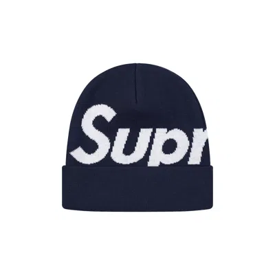 Pre-owned Supreme Big Logo Beanie 'navy' In Blue