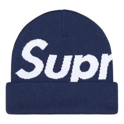 Supreme Big Logo Beanie 'navy' In Blue