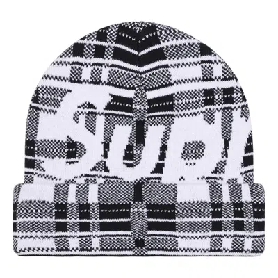 Supreme Big Logo Beanie 'white Plaid'