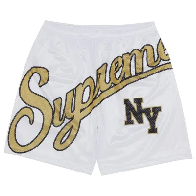 Pre-owned Supreme Big Script Mesh Short 'white'