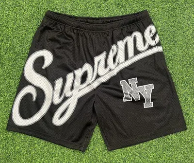 Pre-owned Supreme Big Script Mesh Shorts In Black