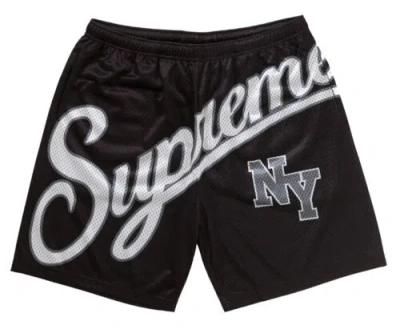 Pre-owned Supreme Big Script Mesh Shorts Black (size Small, Medium, Large, Xl, 2xl)