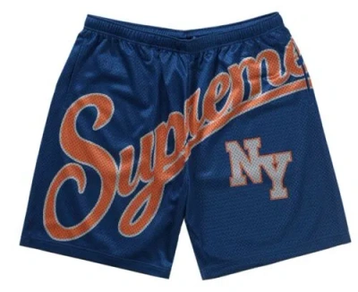 Pre-owned Supreme Big Script Mesh Shorts Blue (size Small, Medium, Large, Xl, 2xl)