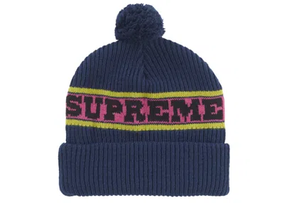 Pre-owned Supreme Big Stripe Beanie (fw24) In Navy Blue