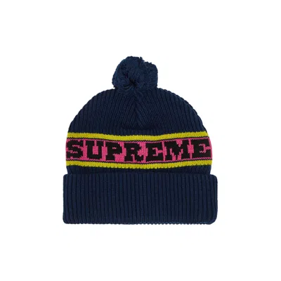 Pre-owned Supreme Big Stripe Beanie 'navy' In Blue