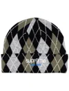 Supreme "black" Argyle-check Cashmere Beanie In Green