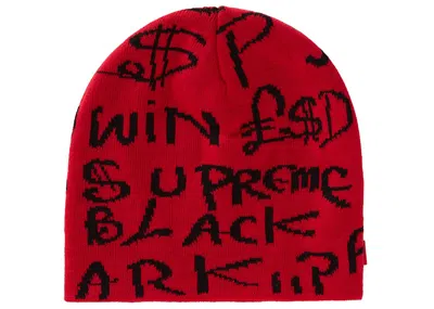 Pre-owned Supreme Black Ark Beanie In Red