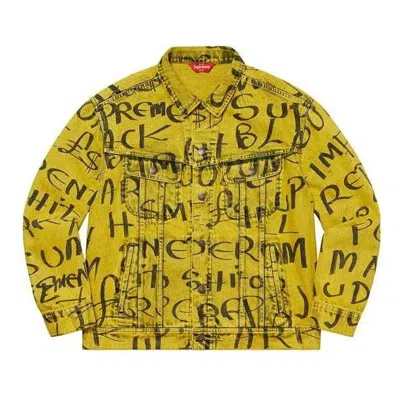 Supreme Black Ark Denim Trucker Jacket 'yellow Black'