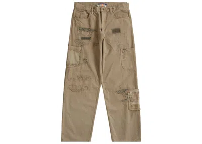 Pre-owned Supreme Blackmeans Mended Loose Fit Jean In Dirty Tan