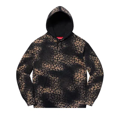 Pre-owned Supreme Bleached Leopard Hooded Sweatshirt 'black' | Men's Size L