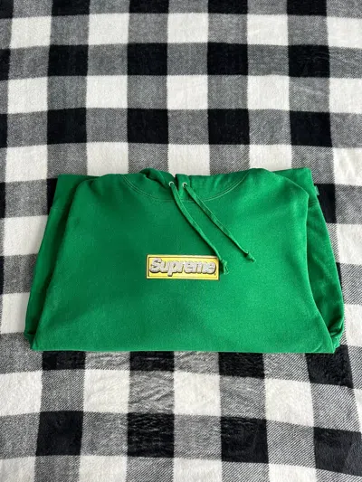 Pre-owned Supreme Bling Box Logo Hooded Sweatshirt Ss22 Medium Green!