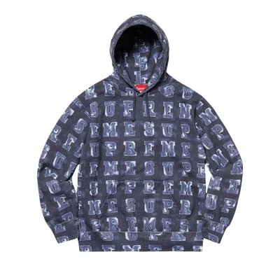 Pre-owned Supreme Blocks Hooded Sweatshirt 'navy' In Blue