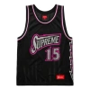 Supreme Bolt Basketball Jersey 'black Grey Pink'