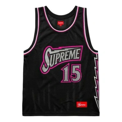 Supreme Bolt Basketball Jersey 'black Grey Pink'