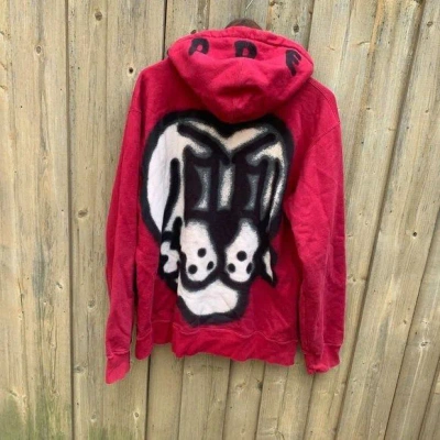 Pre-owned Supreme Bone Zip Up Sweatshirt Cardinal Red Xl