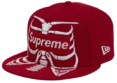 Pre-owned Supreme Bones Box Logo New Era 59fifty Cap In Red