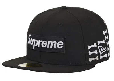 Pre-owned Supreme Bones Box Logo New Era 59fifty Fitted Hat In Black