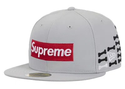 Pre-owned Supreme Bones Box Logo New Era 59fifty Fitted Hat In Grey In Gray