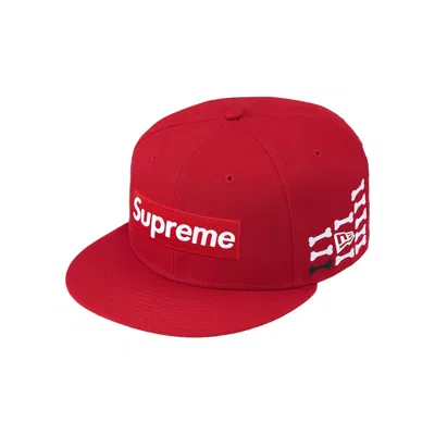 Pre-owned Supreme Bones Box Logo New Era 'red' | Men's Size 8