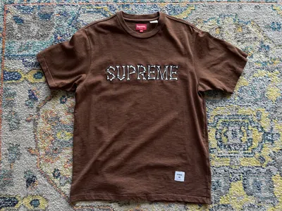 Pre-owned Supreme Bones Short-sleeve T-shirt Spellout Fw22 In Brown