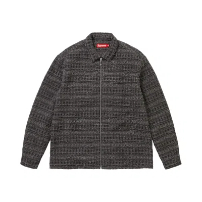 Pre-owned Supreme Bouclé Zip Up Shirt 'black' | Men's Size S