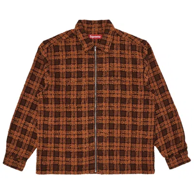 Pre-owned Supreme Bouclé Zip Up Shirt 'rust' In Orange