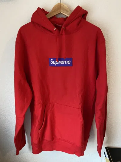 Pre-owned Supreme Box Logo 2017 Hooded Sweatshirt Purple On Red Xl