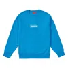 Supreme Box Logo Crewneck Bright Royal Classic Round Neck Pullover Fleece Lined Unisex Blue
