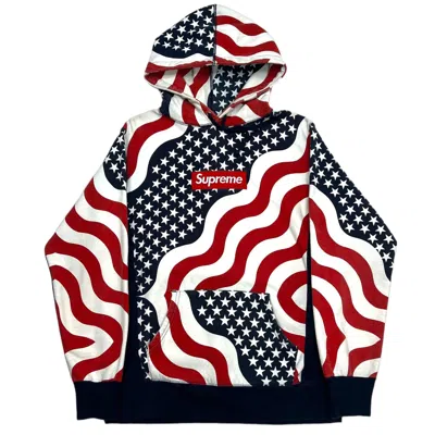 Pre-owned Supreme Box Logo Hooded Sweatshirt American Flag In Black
