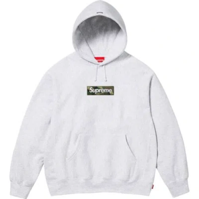 Pre-owned Supreme Box Logo Hooded Sweatshirt Ash Grey Size Small Fw23 In Gray