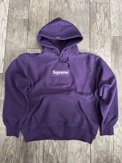 Pre-owned Supreme Box Logo Hooded Sweatshirt Dark Purple Fw23