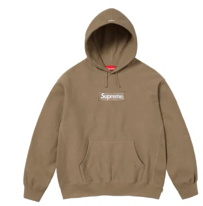 Pre-owned Supreme Box Logo Hooded Sweatshirt Dark Sand Xl (fw23)