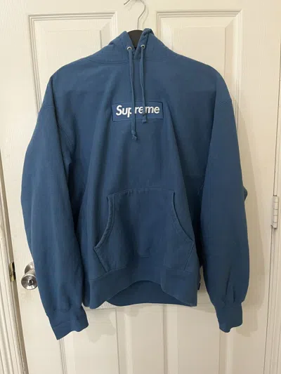 Pre-owned Supreme Box Logo Hooded Sweatshirt Fw23 In Blue