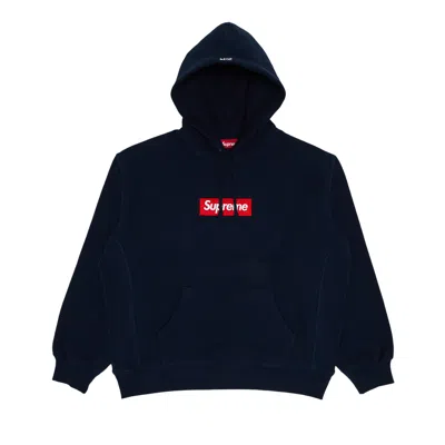 Pre-owned Supreme Box Logo Hooded Sweatshirt 'navy' In Blue