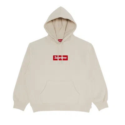 Pre-owned Supreme Box Logo Hooded Sweatshirt 'stone' In White